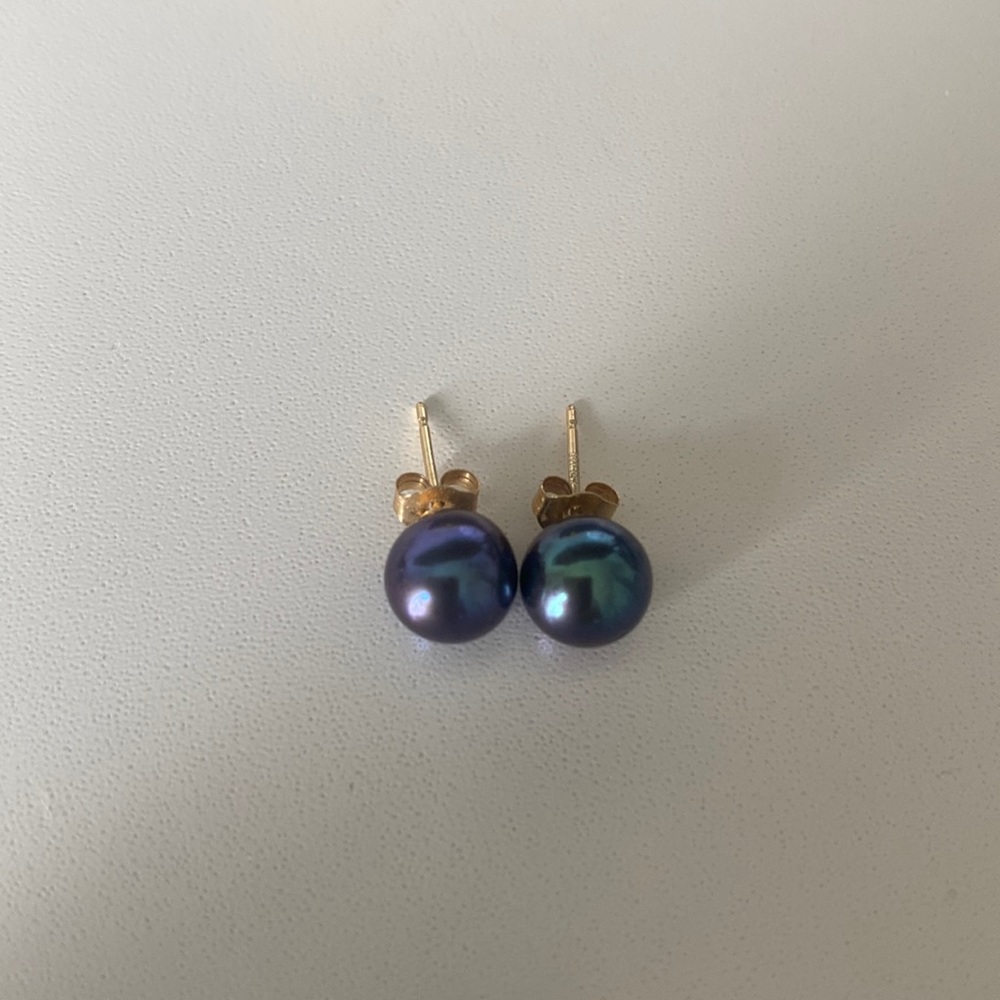 Blue pearl earrings with dust bag